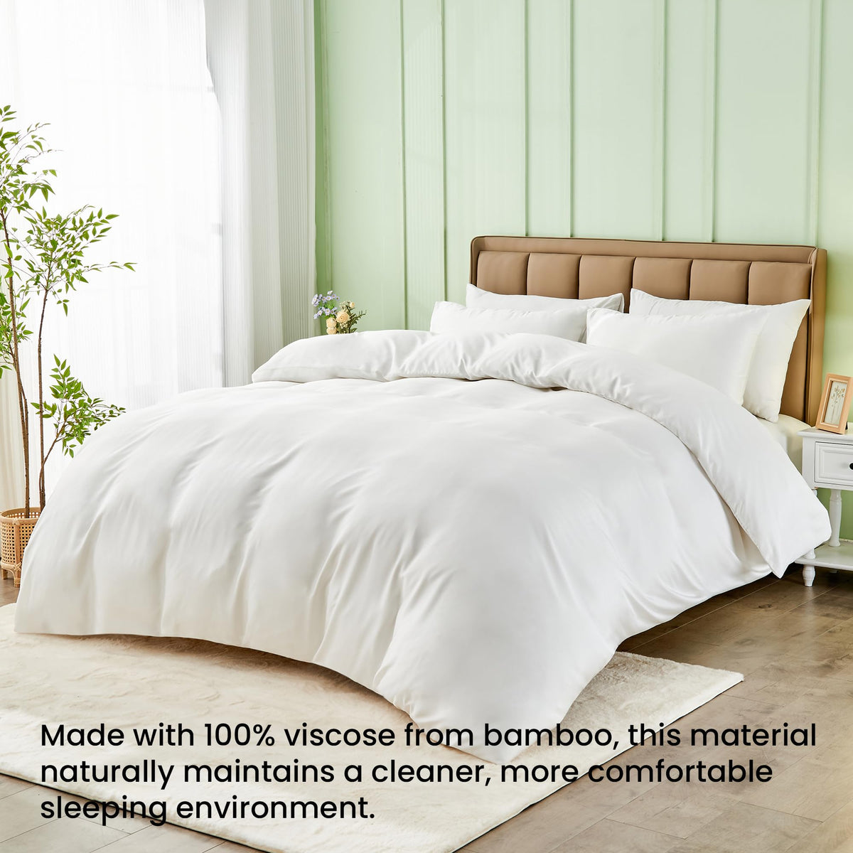 LINENLINK 100% Bamboo Quilt Cover Set for Hot Sleepers, Teal Blue