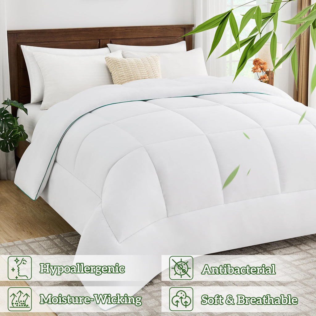LINENLINK Bamboo Quilt - 300GSM Soft & Breathable All Season Doona, Hypoallergenic & Anti-Bacterial Duvet for Everyday Comfort, Machine Washable