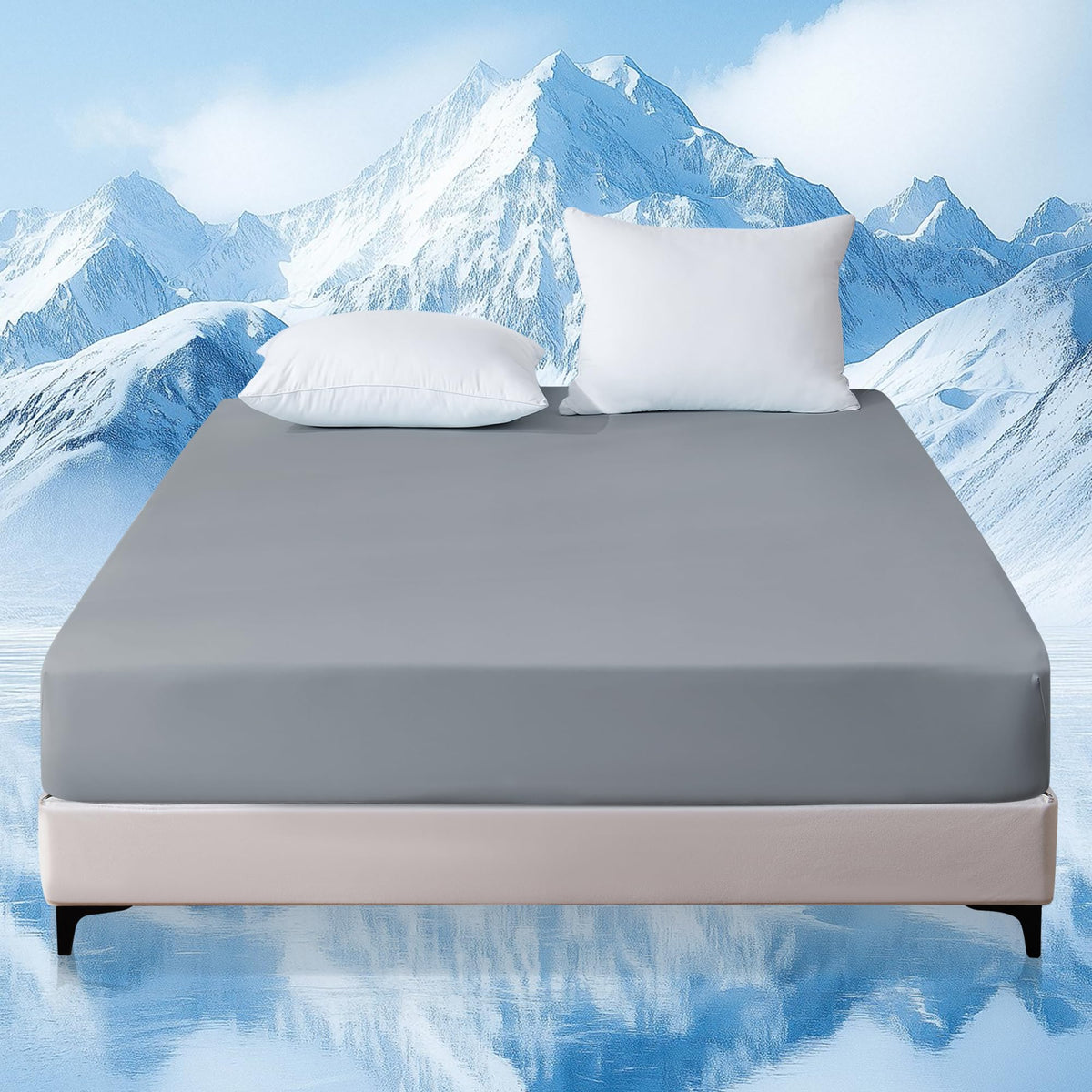 LINENLINK Cooling Fitted Sheet 1 Piece – Arc-Chill Tech Q-Max>0.5, Cool-to-Touch & Silky Smooth Fabric, 40cm Deep Pocket for Hot Sleepers & Night Sweats