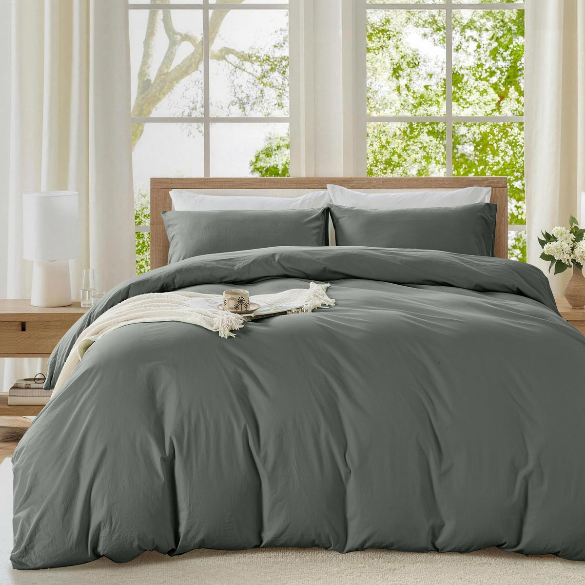 LINENLINK Stone-Washed 100% Cotton Quilt Cover Set