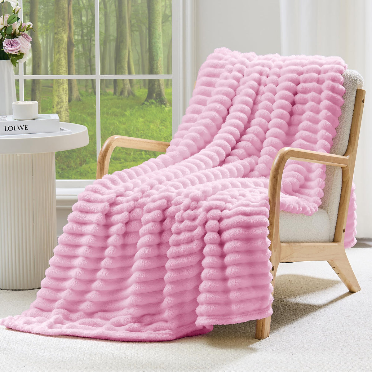 LINENLINK Soft Flannel Fleece Blanket Plush Fluffy