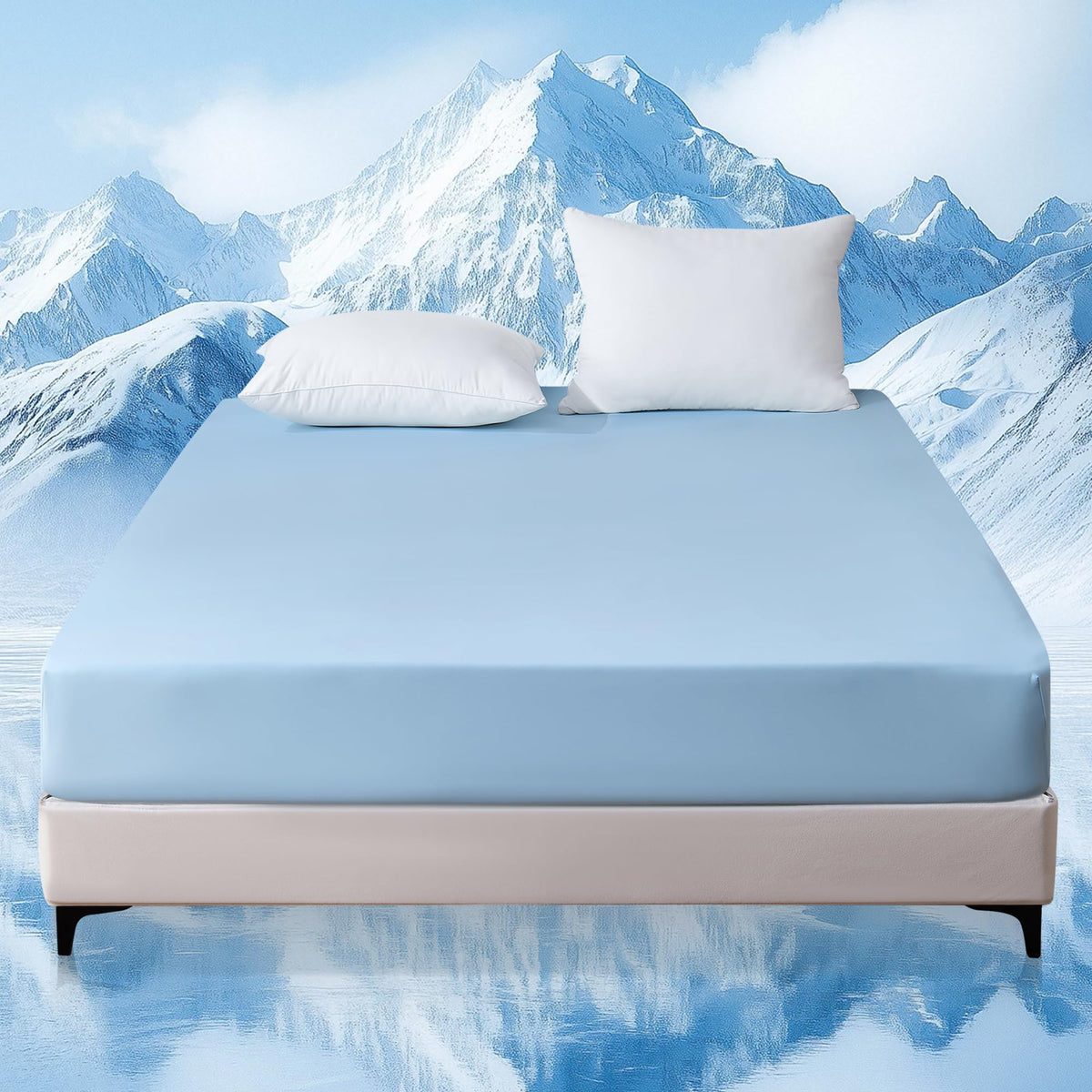 LINENLINK Cooling Fitted Sheet 1 Piece – Arc-Chill Tech Q-Max>0.5, Cool-to-Touch & Silky Smooth Fabric, 40cm Deep Pocket for Hot Sleepers & Night Sweats