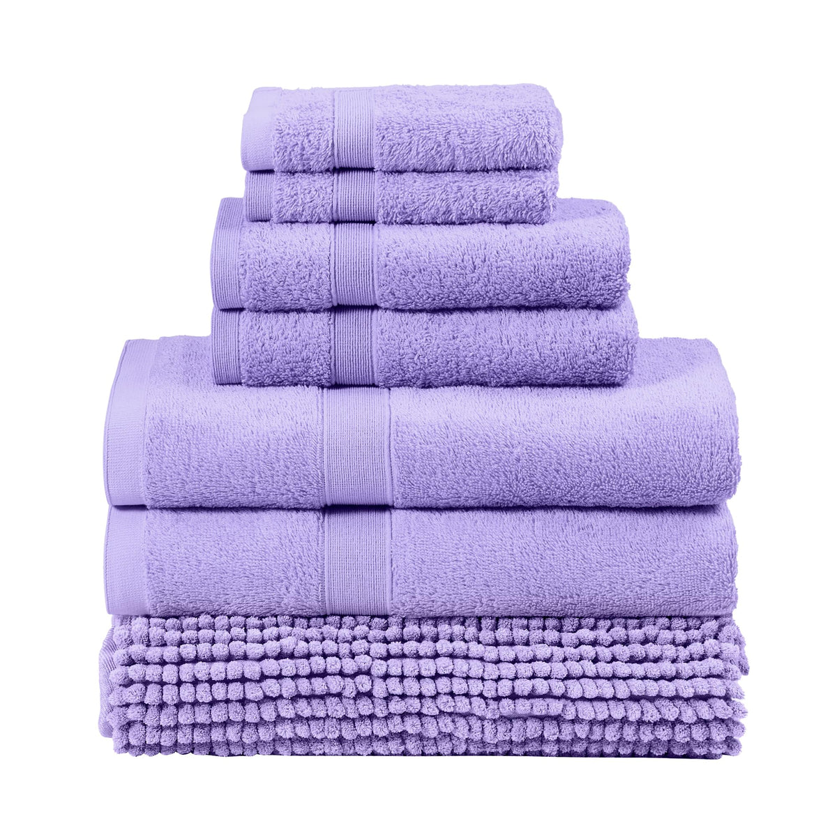 LINENLINK 100% Cotton 7 Piece Towel Set with Bath Mat