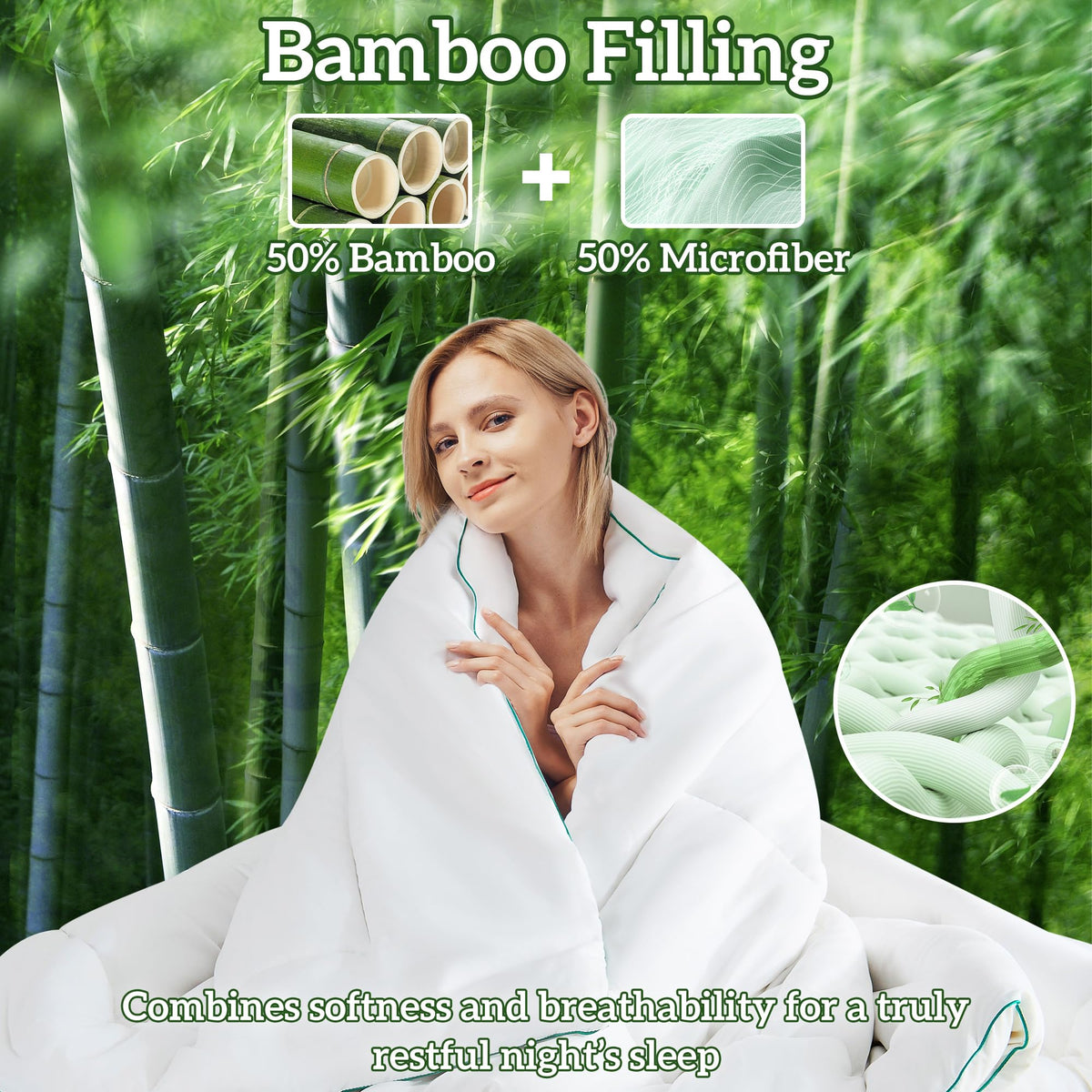 LINENLINK Bamboo Quilt - 300GSM Soft & Breathable All Season Doona, Hypoallergenic & Anti-Bacterial Duvet for Everyday Comfort, Machine Washable