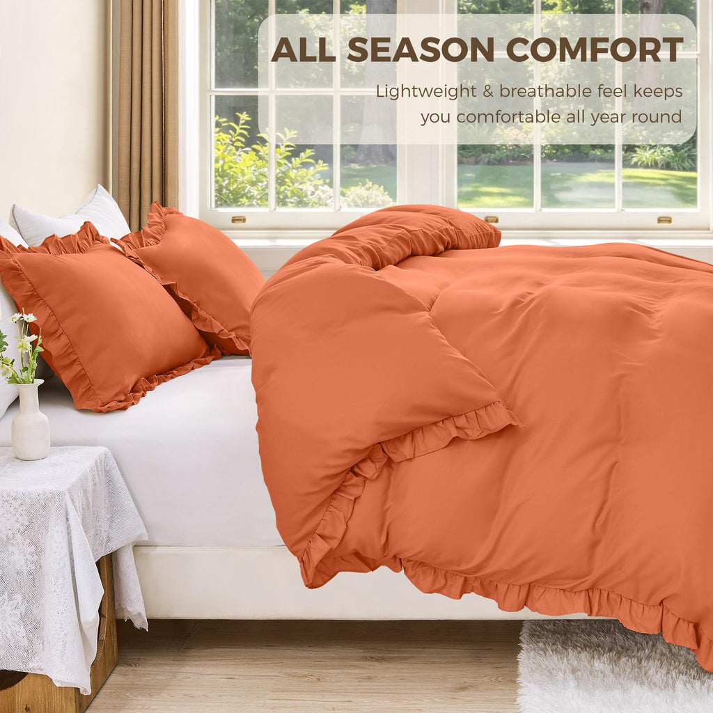 LINENLINK Romantic Ruffle Microfibre Quilt Cover Set