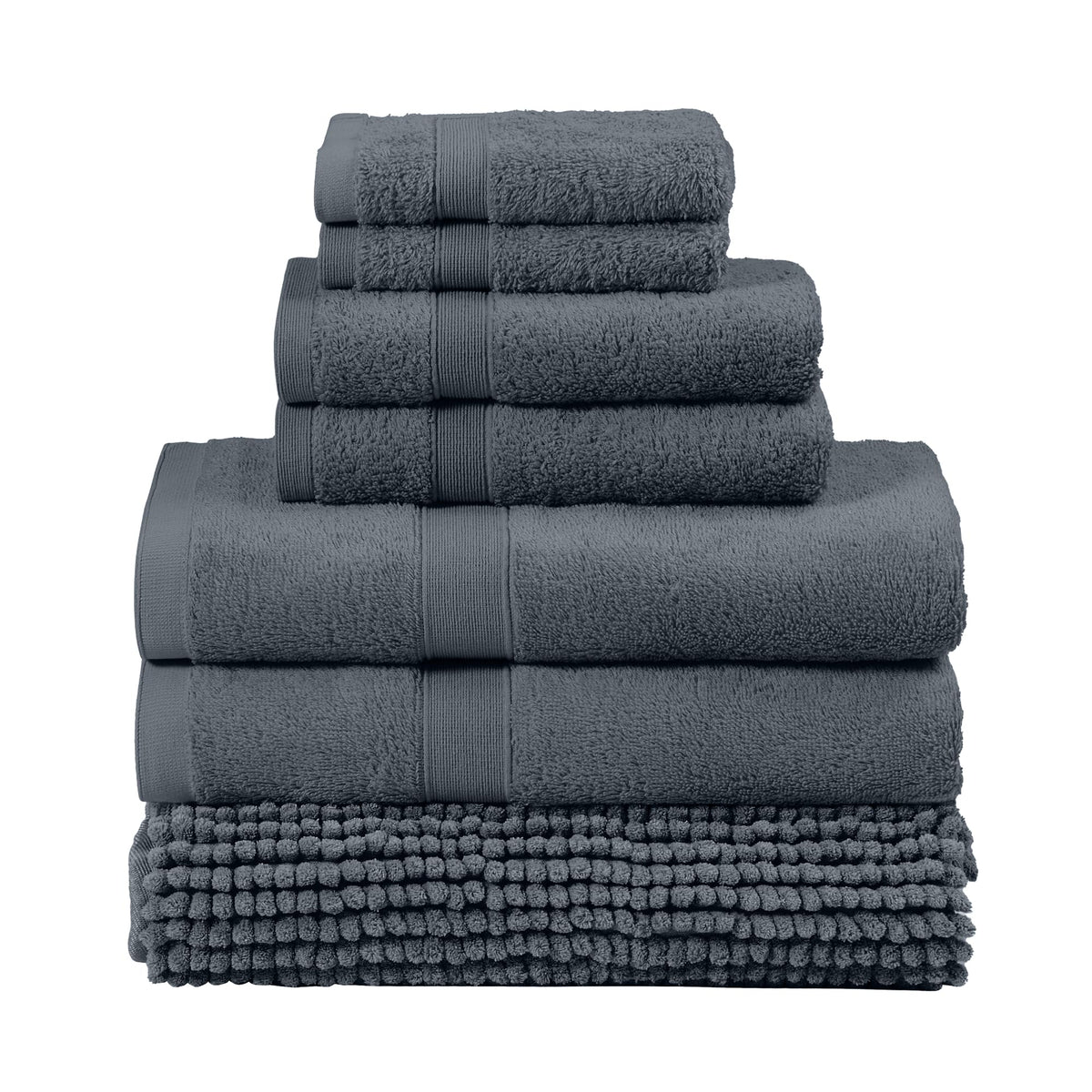 LINENLINK 100% Cotton 7 Piece Towel Set with Bath Mat