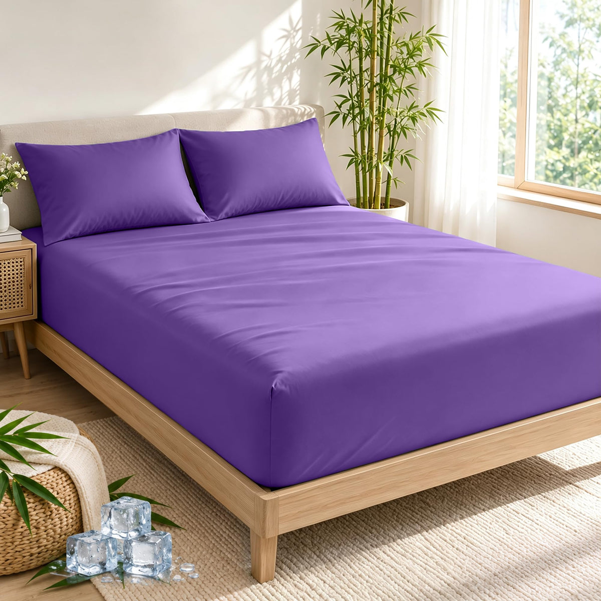 LINENLINK Bamboo Blend Fitted Sheet & 2 Pillowcases