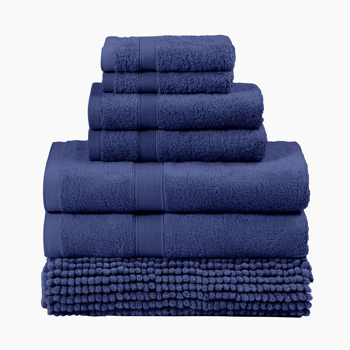 LINENLINK 100% Cotton 7 Piece Towel Set with Bath Mat