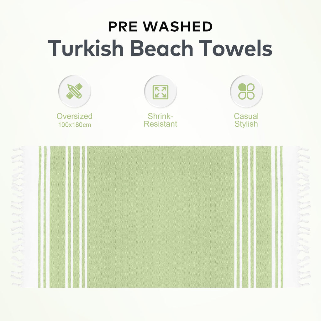 LINENLINK 100% Cotton Turkish Beach Towel, Oversized Absorbent Towels, Sand-Free, Quick Dry & Lightweight Pool Towel for Swimming, Travel, Holiday