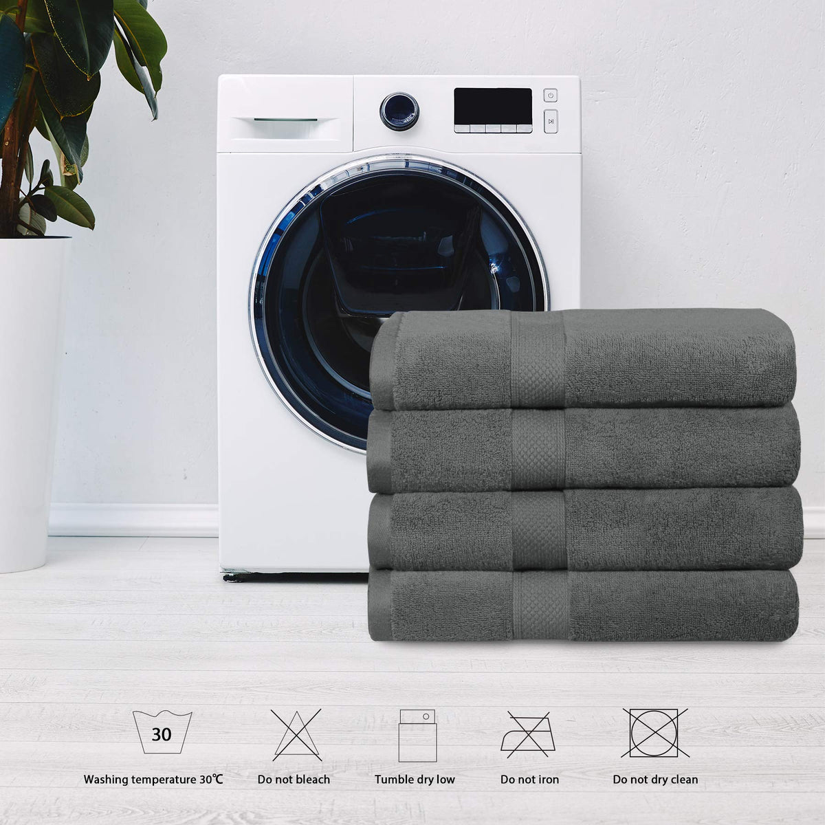 LINENLINK 100% Cotton Bath Towels, 4 Pack