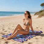 LINENLINK Microfiber Beach Towel, Dual-Sided Quick Dry Pool Towel with Pouch, Absorbent, Sand Free & Lightweight Compact Beach Blanket for Swimming, Yoga, Camping
