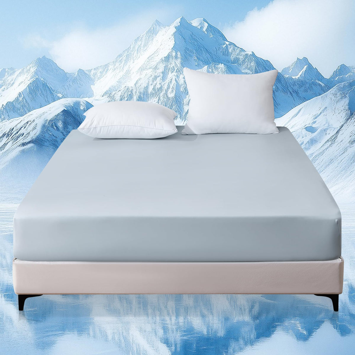 LINENLINK Cooling Fitted Sheet 1 Piece – Arc-Chill Tech Q-Max>0.5, Cool-to-Touch & Silky Smooth Fabric, 40cm Deep Pocket for Hot Sleepers & Night Sweats