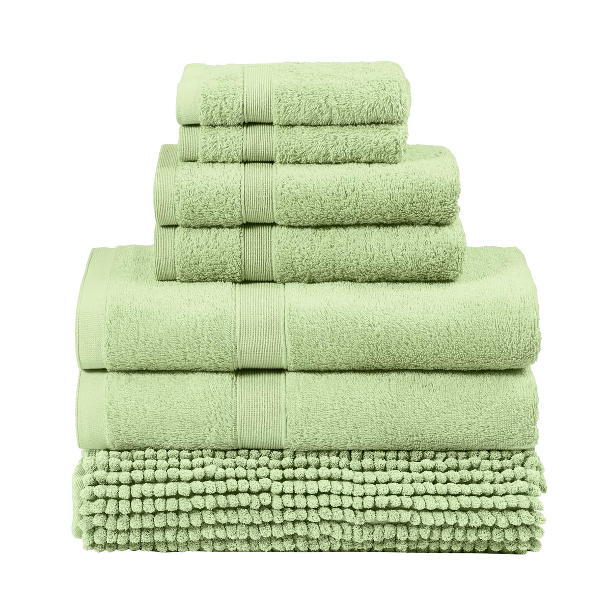 LINENLINK 100% Cotton 7 Piece Towel Set with Bath Mat