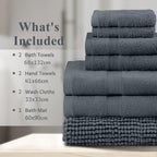 LINENLINK 100% Cotton 7 Piece Towel Set with Bath Mat
