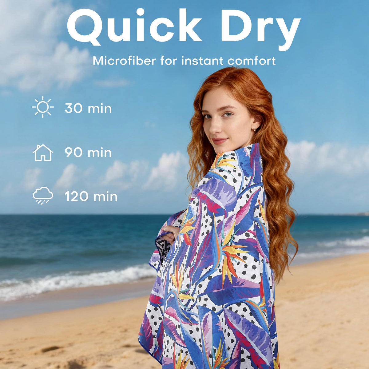 LINENLINK Microfiber Beach Towel, Dual-Sided Quick Dry Pool Towel with Pouch, Absorbent, Sand Free & Lightweight Compact Beach Blanket for Swimming, Yoga, Camping