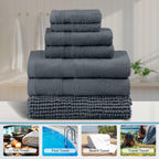 LINENLINK 100% Cotton 7 Piece Towel Set with Bath Mat