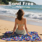 LINENLINK Microfiber Beach Towel, Dual-Sided Quick Dry Pool Towel with Pouch, Absorbent, Sand Free & Lightweight Compact Beach Blanket for Swimming, Yoga, Camping