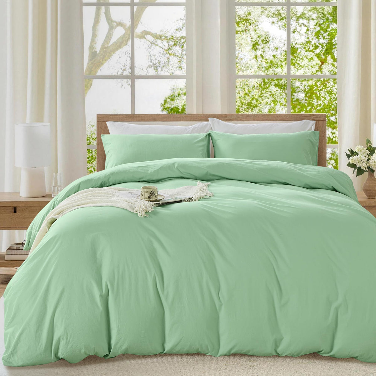 LINENLINK Stone-Washed 100% Cotton Quilt Cover Set
