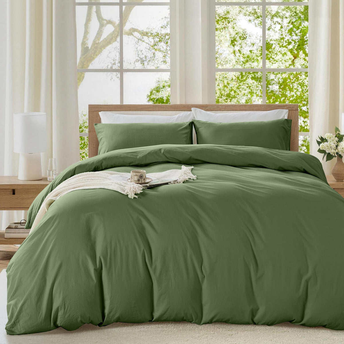 LINENLINK Stone-Washed 100% Cotton Quilt Cover Set