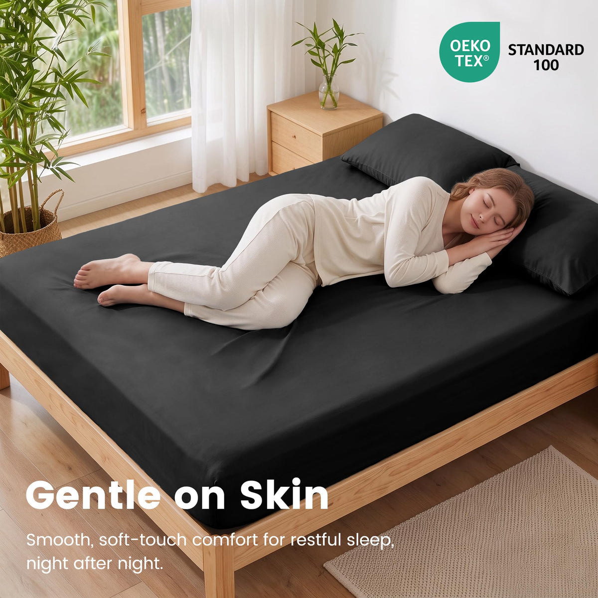 LINENLINK Bamboo Blend Fitted Sheet & 2 Pillowcases
