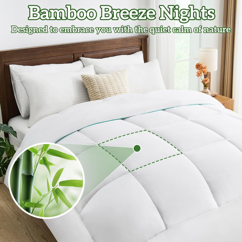 LINENLINK Bamboo Quilt - 300GSM Soft & Breathable All Season Doona, Hypoallergenic & Anti-Bacterial Duvet for Everyday Comfort, Machine Washable