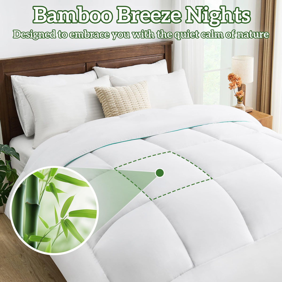 LINENLINK Bamboo Quilt - 300GSM Soft & Breathable All Season Doona, Hypoallergenic & Anti-Bacterial Duvet for Everyday Comfort, Machine Washable