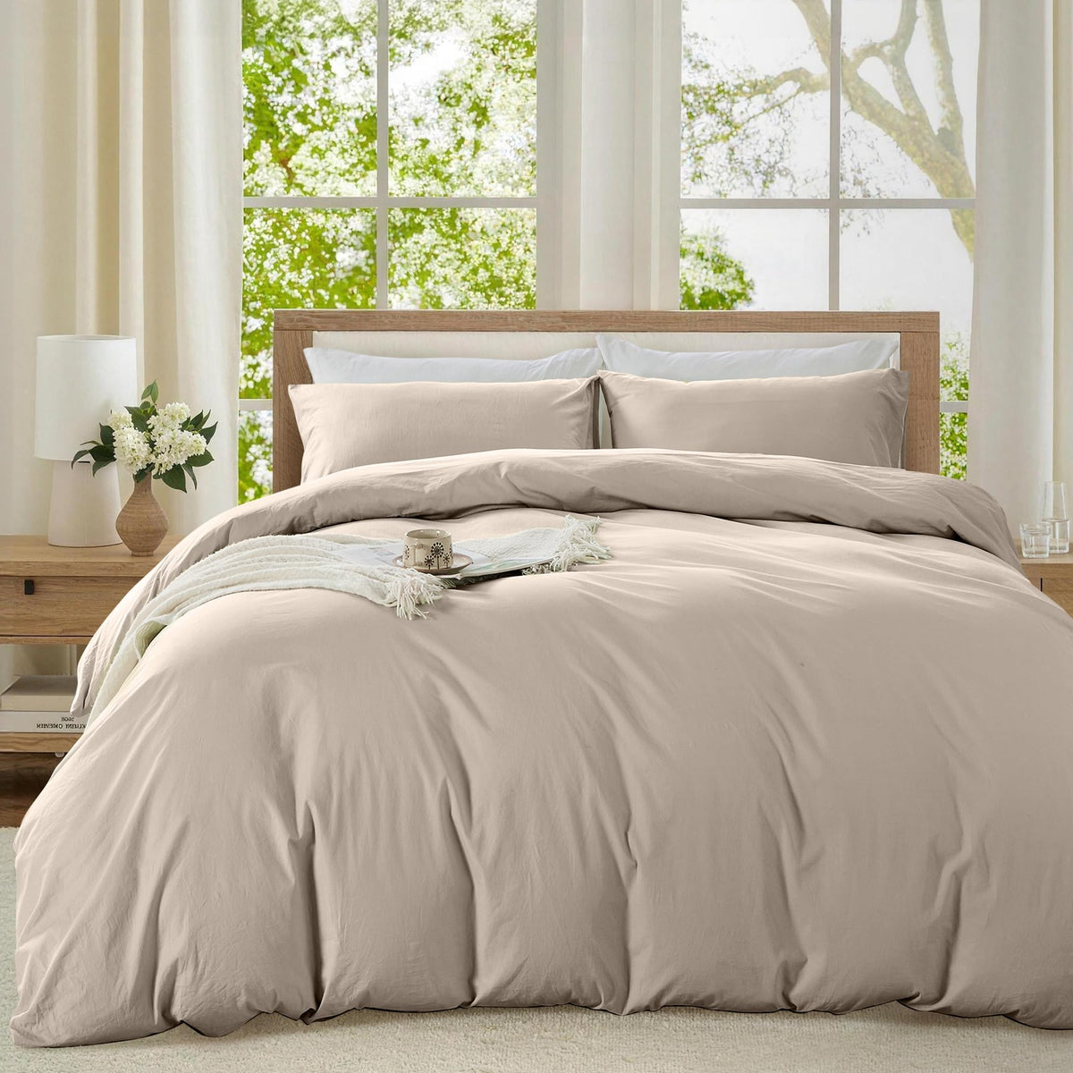 LINENLINK Stone-Washed 100% Cotton Quilt Cover Set