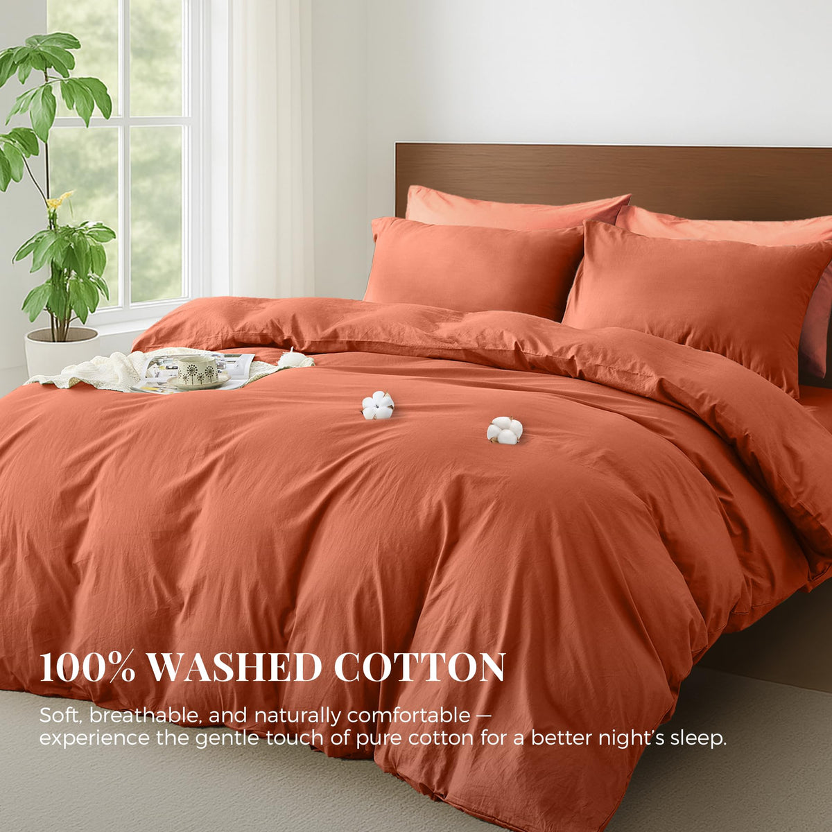LINENLINK Stone-Washed 100% Cotton Quilt Cover Set