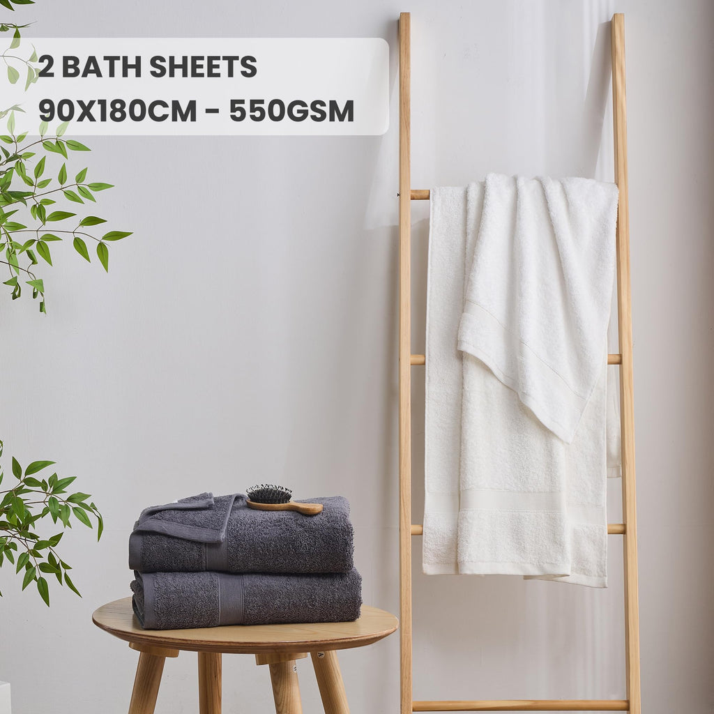 LINENLINK 100% Cotton Extra Large Bath Sheets, 2 Pack