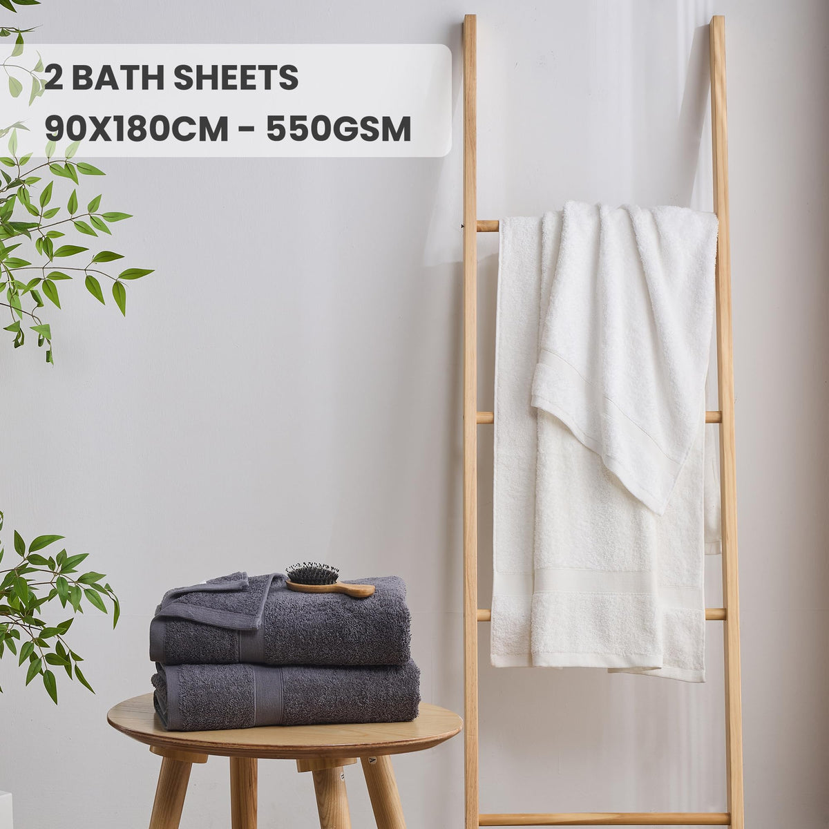 LINENLINK 100% Cotton Extra Large Bath Sheets, 2 Pack