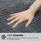 LINENLINK Chenille Bath Mat, Non-Slip Bathroom Rug