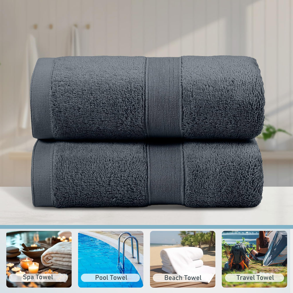 LINENLINK 100% Cotton Extra Large Bath Sheets, 2 Pack