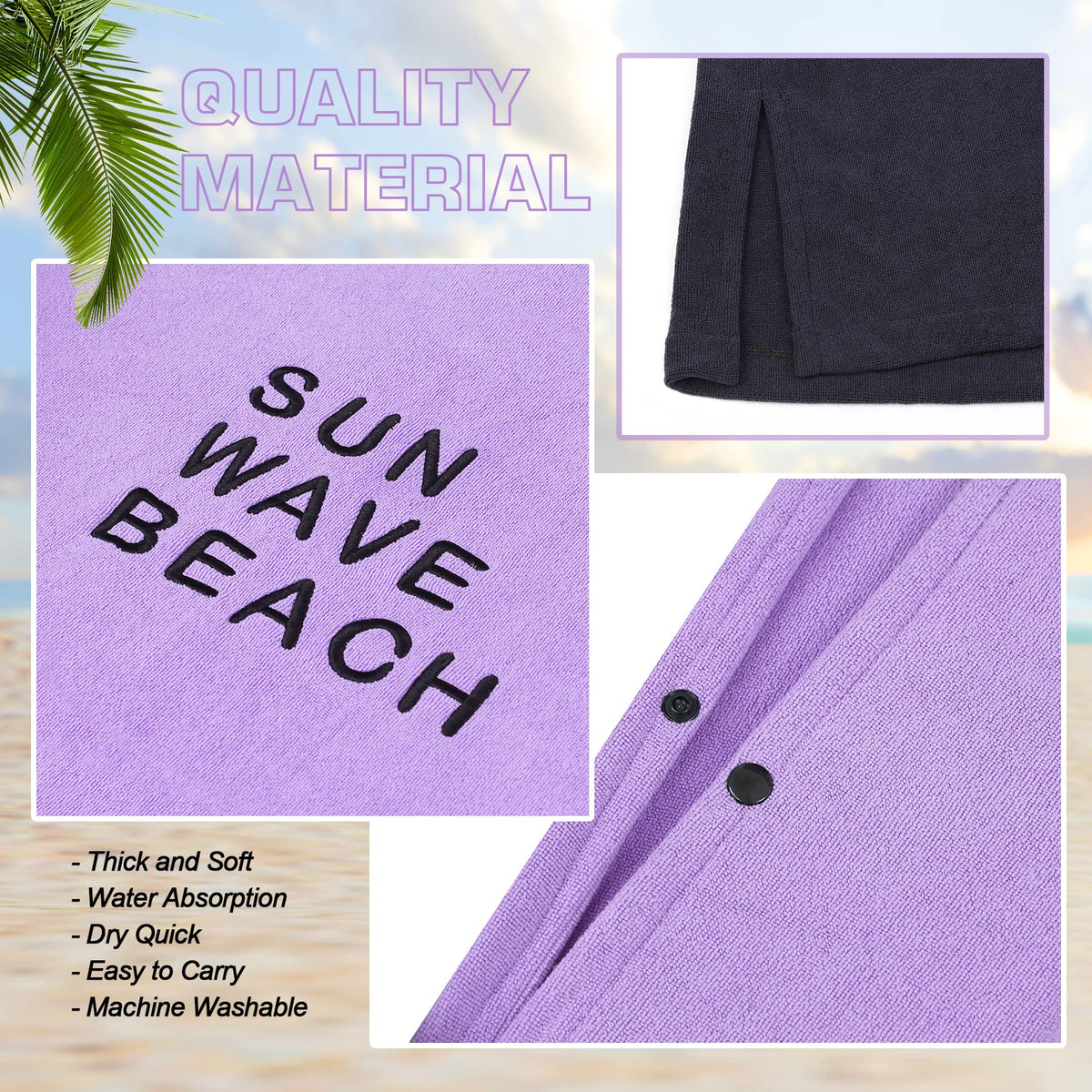 LINENLINK Surf Poncho Changing Robe with Hood Quick Dry Microfiber Changing Towel for Outdoor Surfing Men Women