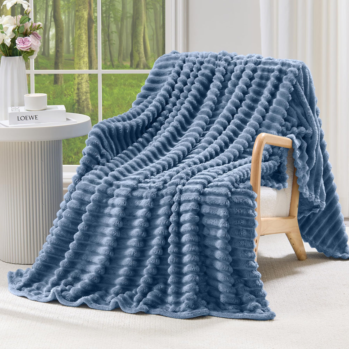 LINENLINK Soft Flannel Fleece Blanket Plush Fluffy