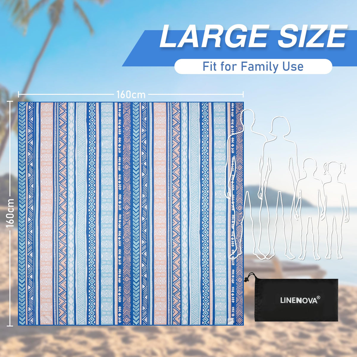 LINENLINK Oversized Microfiber Beach Towel- Extra Large Size Quick Dry Sand Free Camping Blanket Travel Swim Yoga Mat