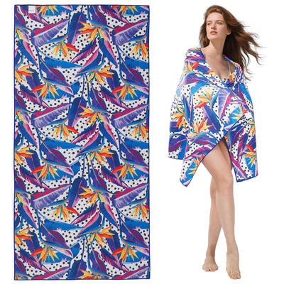 LINENLINK Microfiber Beach Towel, Dual-Sided Quick Dry Pool Towel with Pouch, Absorbent, Sand Free & Lightweight Compact Beach Blanket for Swimming, Yoga, Camping