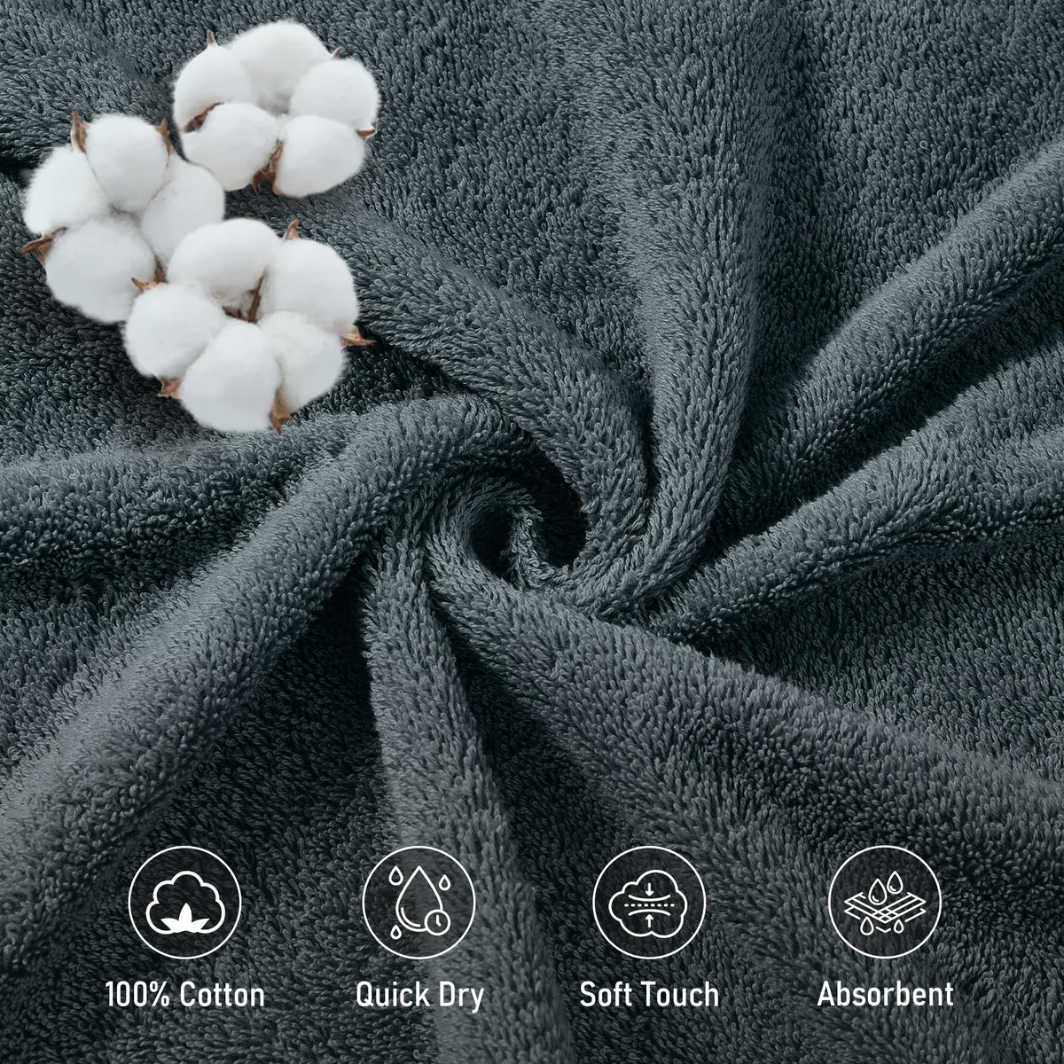 LINENLINK 100% Cotton Bath Towels, 4 Pack