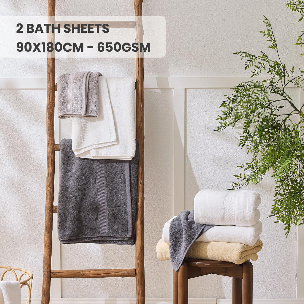 LINENLINK 100% Cotton Extra Large Bath Sheets, 2 Pack