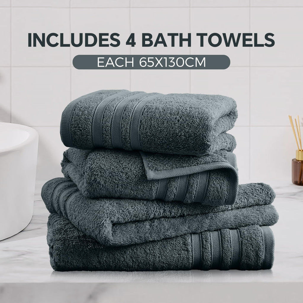 LINENLINK 100% Cotton Bath Towels, 4 Pack