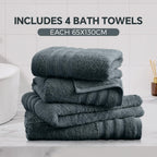 LINENLINK 100% Cotton Bath Towels, 4 Pack