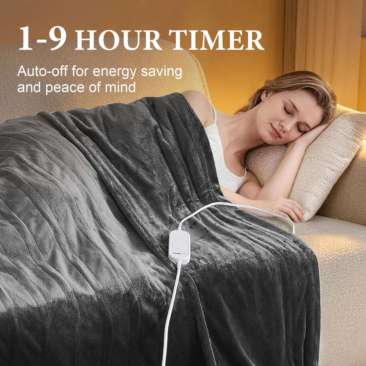 LINENLINK Electric Blanket Heated Flannel Fleece Rug