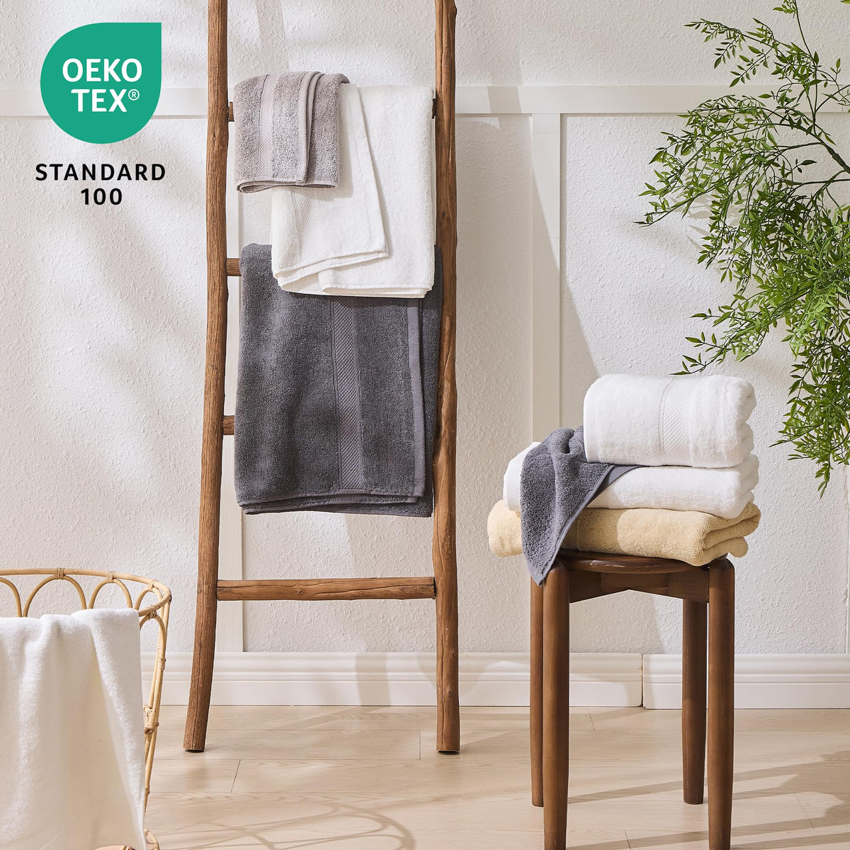 LINENLINK 100% Cotton Bath Towels, 4 Pack