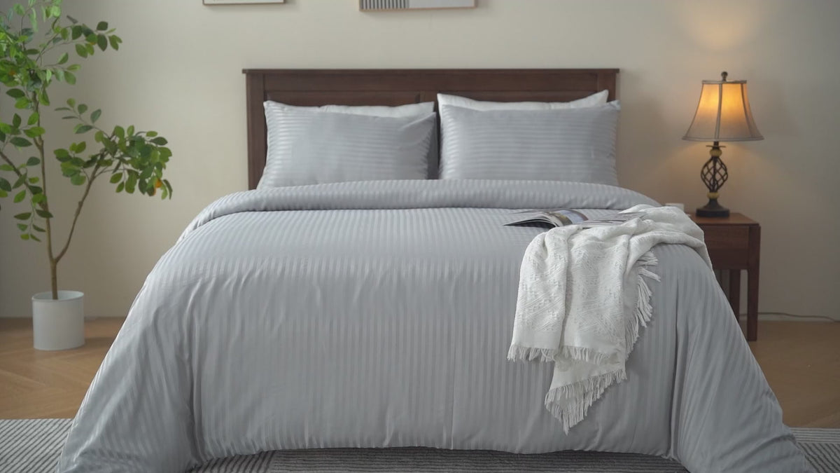 LINENLINK Hotel-Quality Stripe Quilt Cover Set video