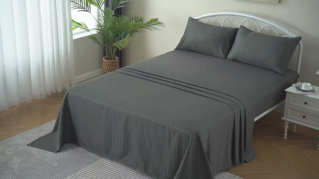 LINENLINK Hotel-Quality Stripe Bed Sheet Set video